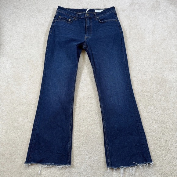 rag & bone Denim - Rag & Bone Peyton Mid-Rise Bootcut  Jeans Womens Size 30 Blue Raw Hem Cropped